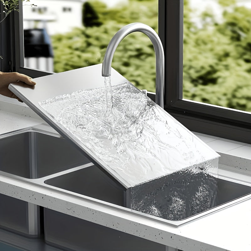 Grande planche à découper en inox réversible — 60 x 40 cm