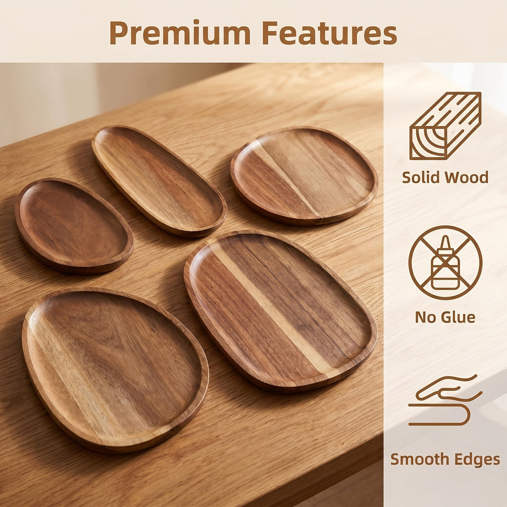 Plateau de petit-déjeuner en acacia pour service et plateau multifonction