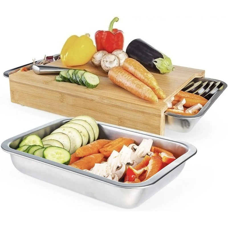 Planche à découper en inox avec bac — lot de 3, 39 x 28,5 cm