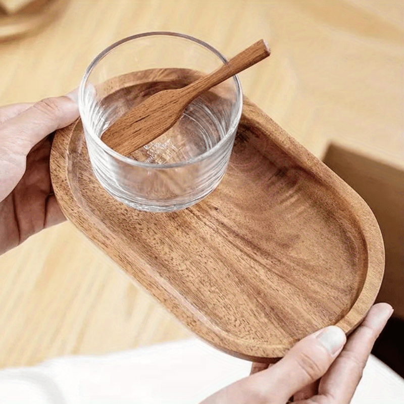 Plateau de service ovale en acacia