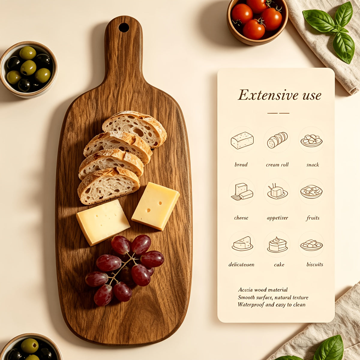 Planche à découper en bois à poignée — lot de 2 — modèle 2