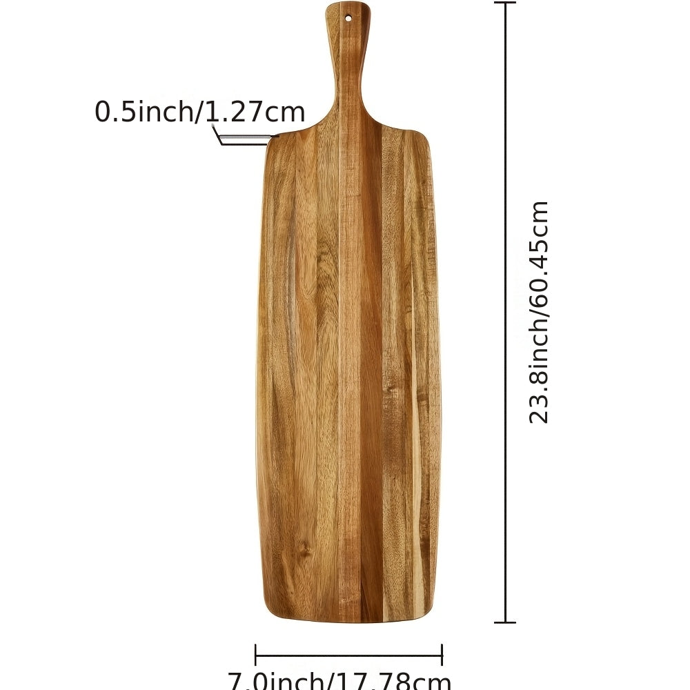 Grande planche à découper en acacia à poignée — 61 x 17,8 cm
