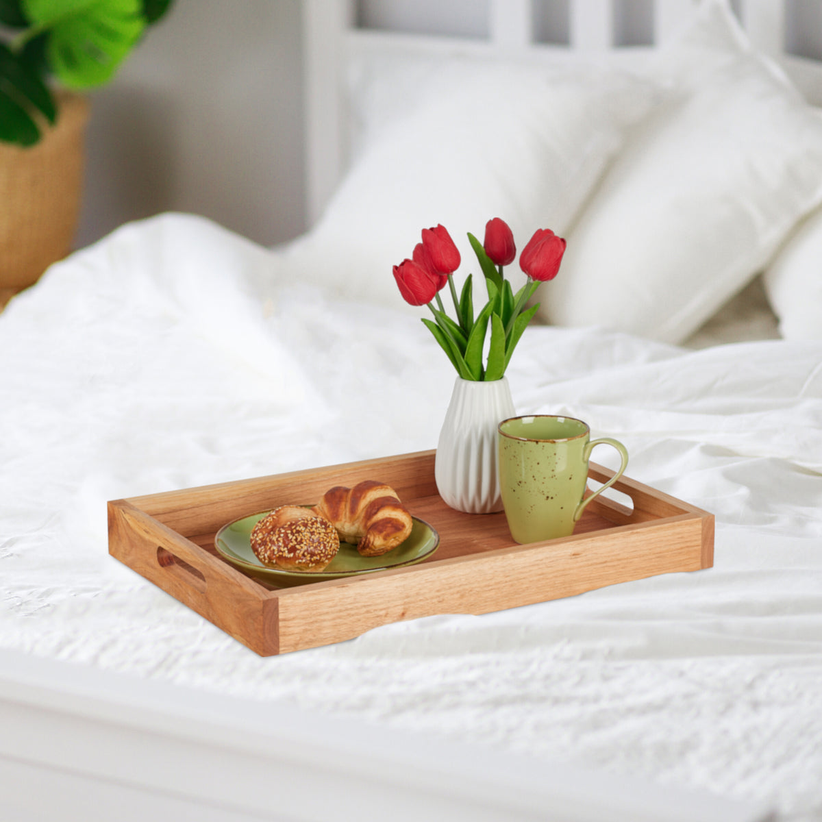 Plateau de service en bois — 31 cm de diamètre
