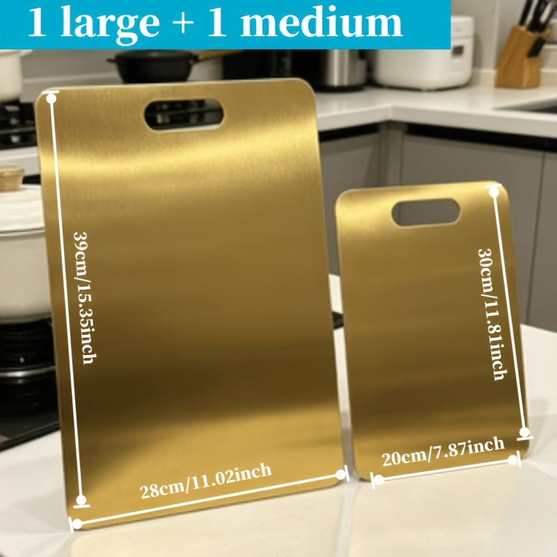 Planche à découper en inox réversible pour professionnelle — lot de 2 — modèle 2