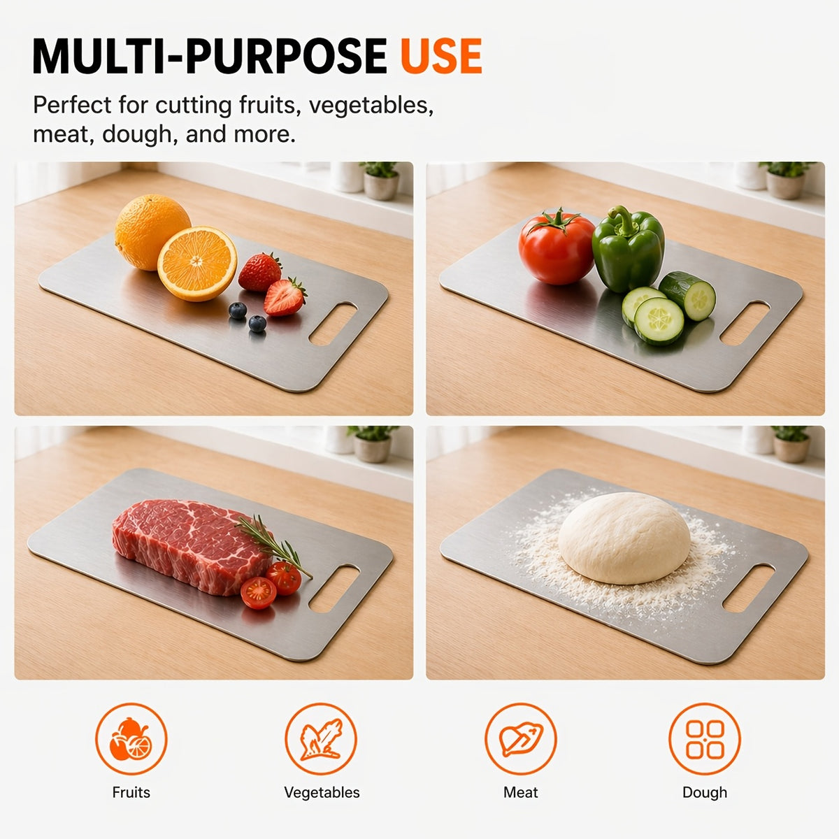 Planche à découper en inox — lot de 3