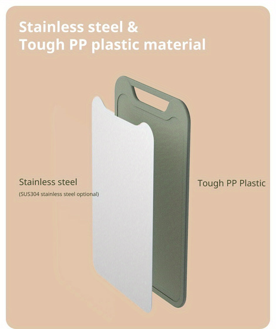 Planche à découper en inox à rainure à jus réversible