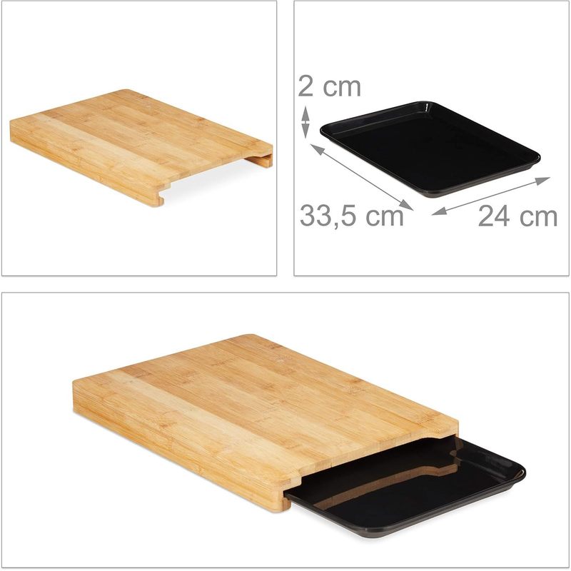 Petite planche à découper en bambou avec bac — 26 cm de diamètre