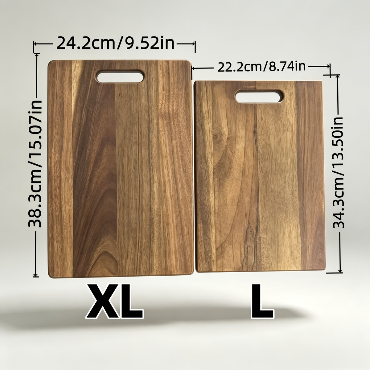 Planche à découper en acacia à poignée réversible — modèle 1