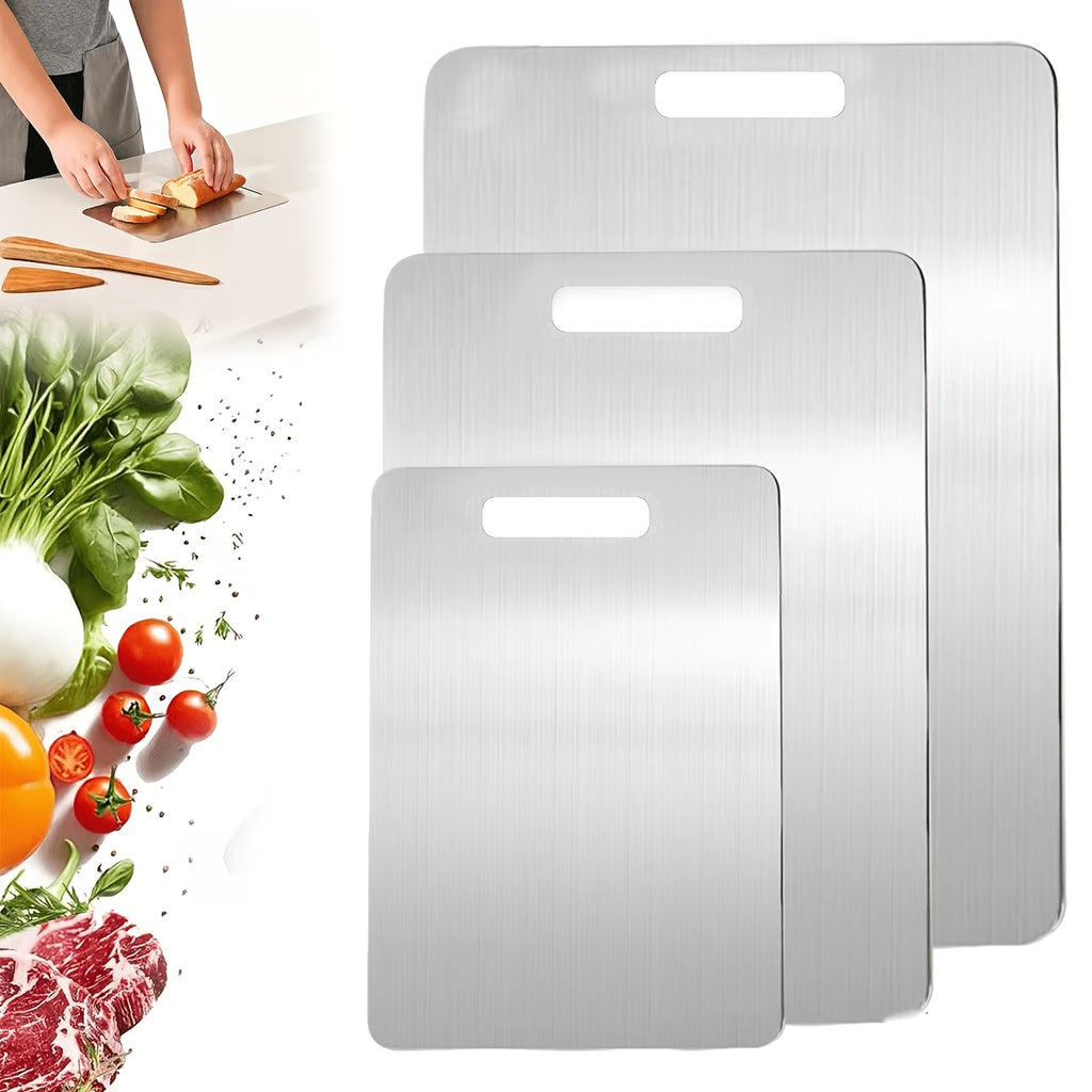 Planche à découper en inox antidérapante — lot de 3
