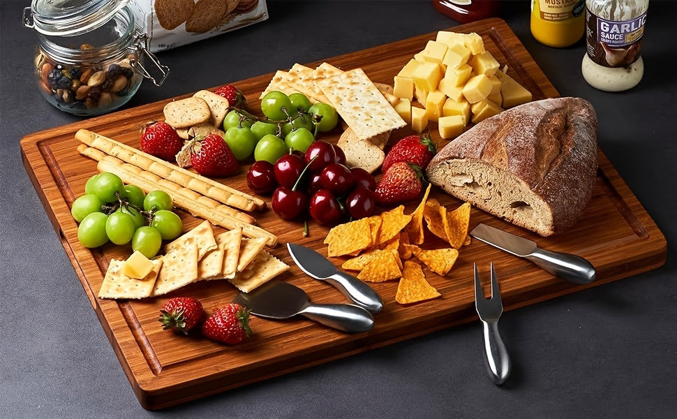 Planche à découper en bambou à rainure à jus — 43,2 x 31,8 cm