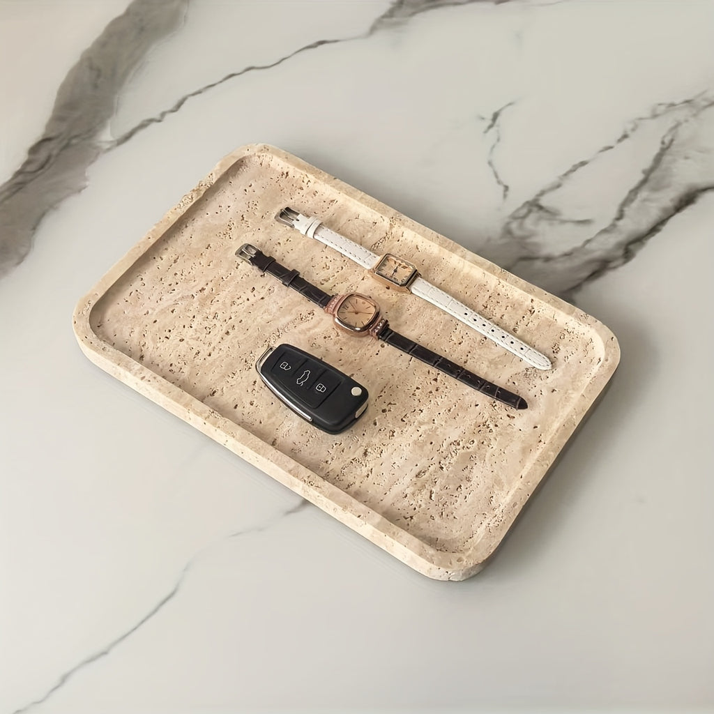 Plateau décoratif en marbre avec support — 30 cm de diamètre