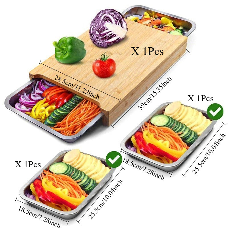 Ensemble de 3 pièces avec double plateau et planche à découper