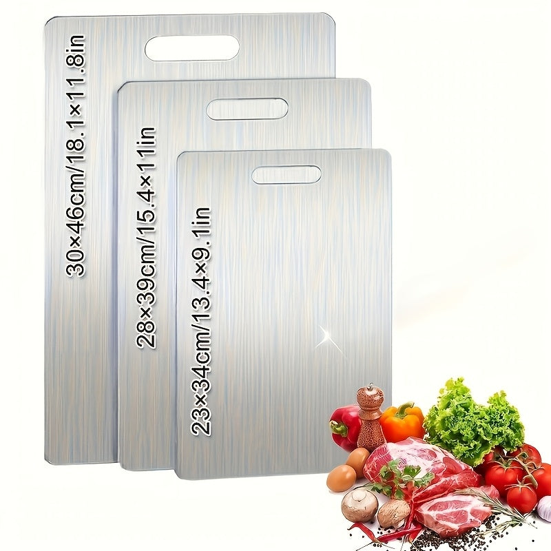 Grande planche à découper en inox réversible — 46 x 30 cm — modèle 1