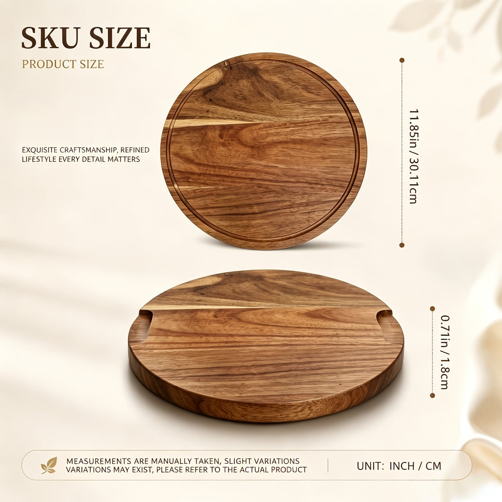 Planche à Découper Ronde en Bois d'Acacia
