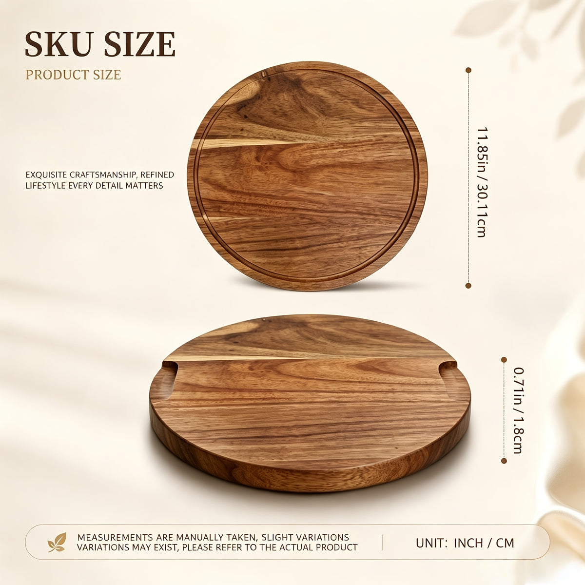 Planche à Découper Ronde en Bois d'Acacia