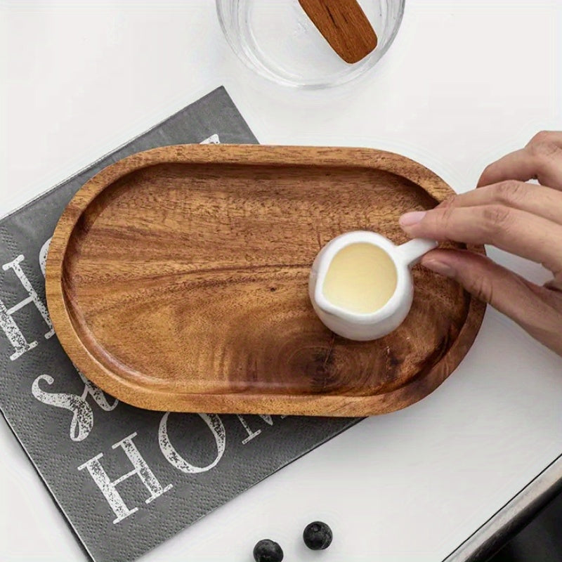 Plateau de service ovale en acacia