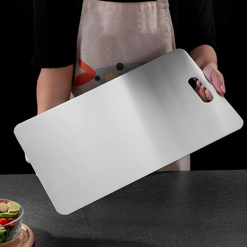 Grande planche à découper en inox réversible — 46 x 30 cm — modèle 1