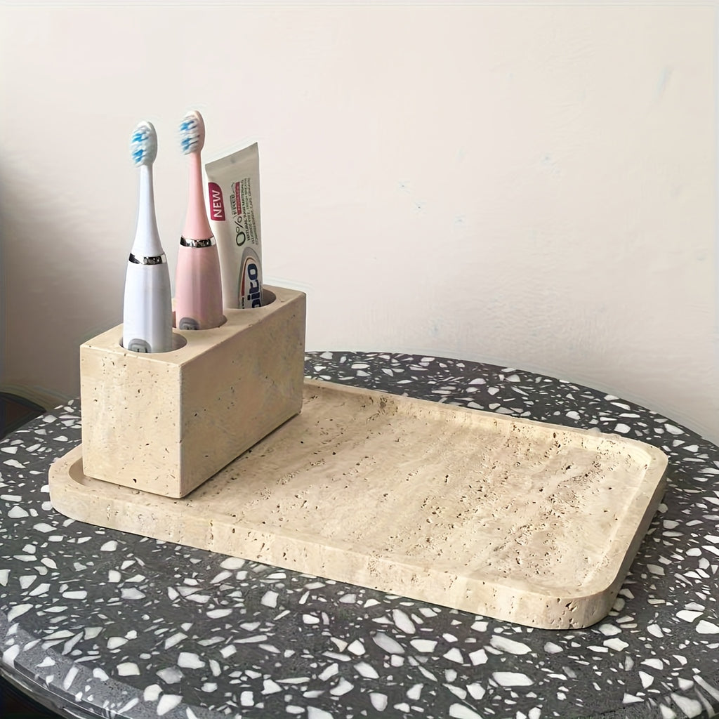 Plateau décoratif en marbre avec support — 30 cm de diamètre