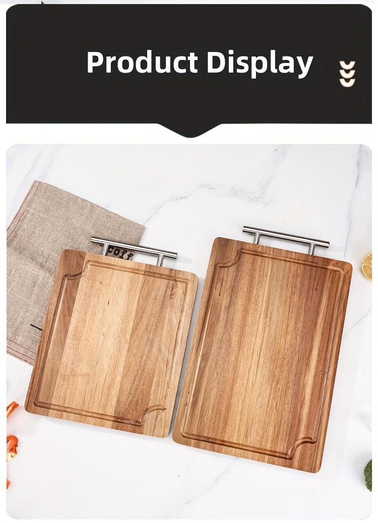 Planche à découper en acacia à poignée pour service et plateau