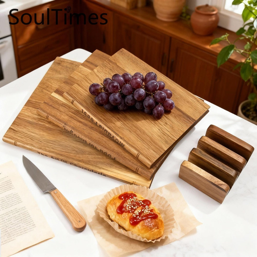 Planche à découper en bois avec support — lot de 3