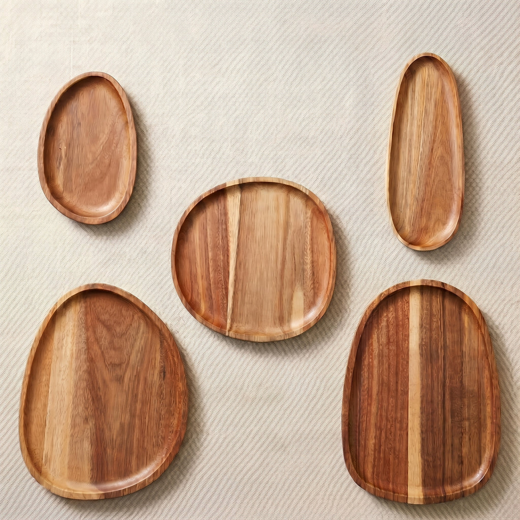 Plateau de petit-déjeuner en acacia pour service et plateau multifonction