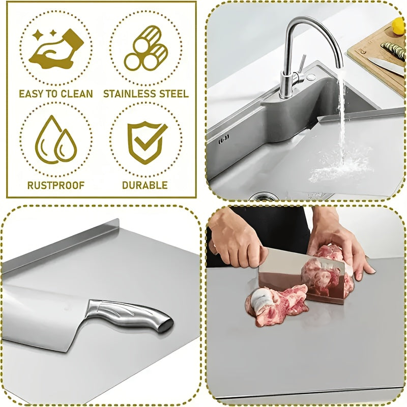 Grande planche à découper en inox antidérapante — 50 x 40 cm — modèle 1