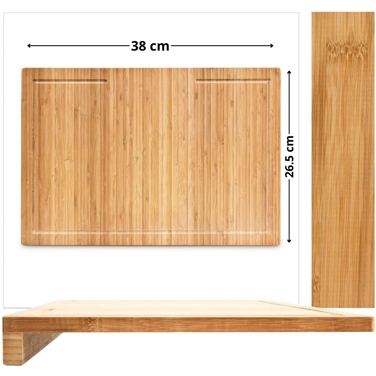 Planche à découper en bambou à rainure à jus — 38 x 26,5 cm