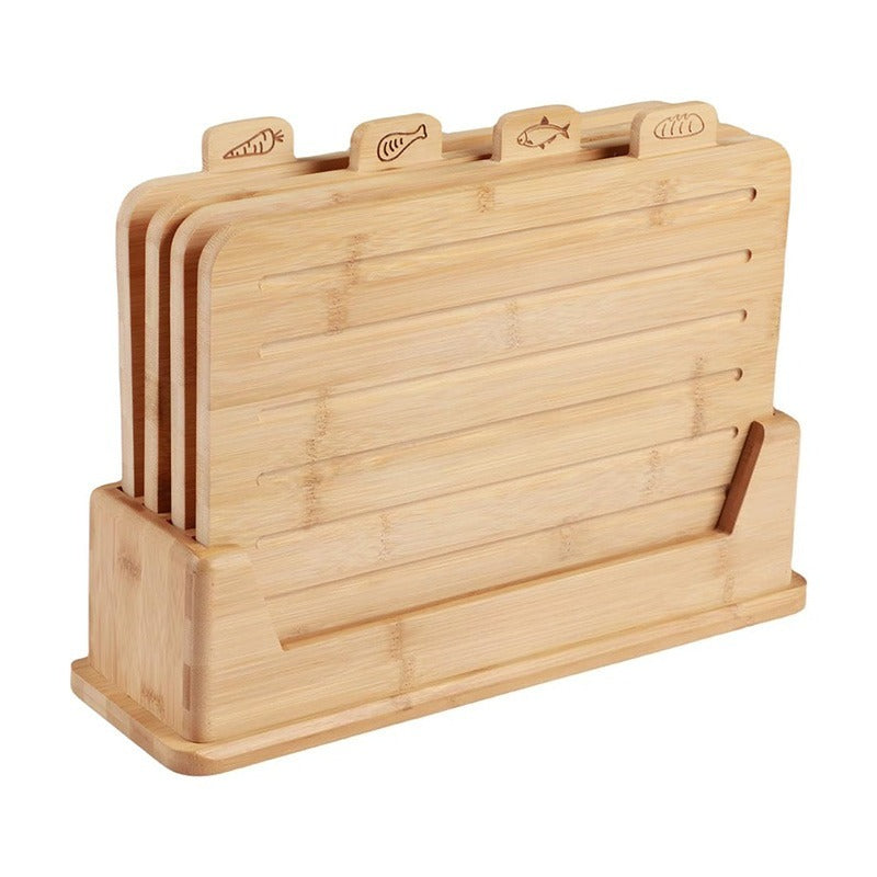 Planche à découper en bambou avec support — lot de 4, 36,3 x 11,9 cm