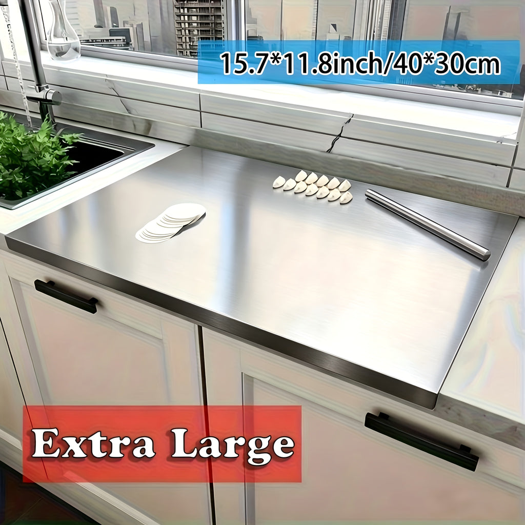 Planche à découper en inox antidérapante réversible pour professionnelle — 40 x 30 cm