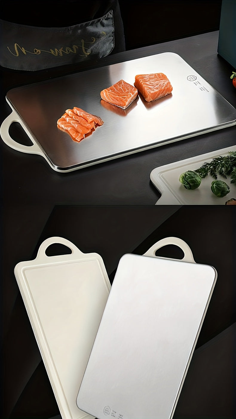 Planche à découper en inox réversible