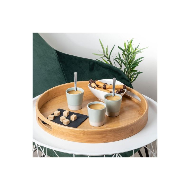 Plateau de service rond en bambou — 40 cm de diamètre