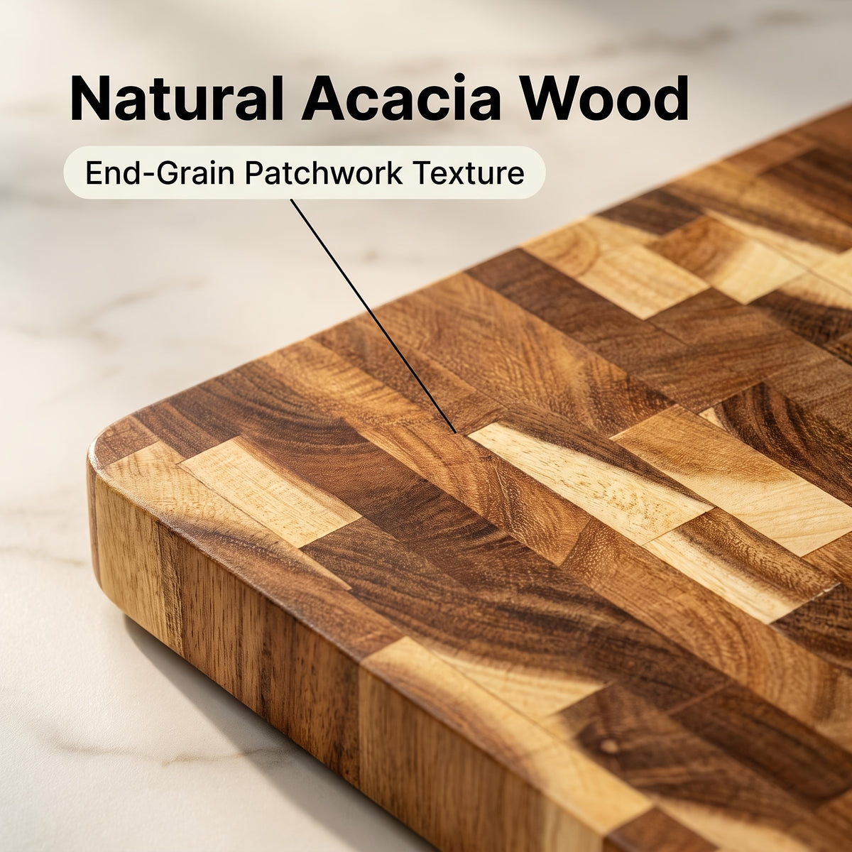 Planche à découper en acacia à poignée pour viande et poisson