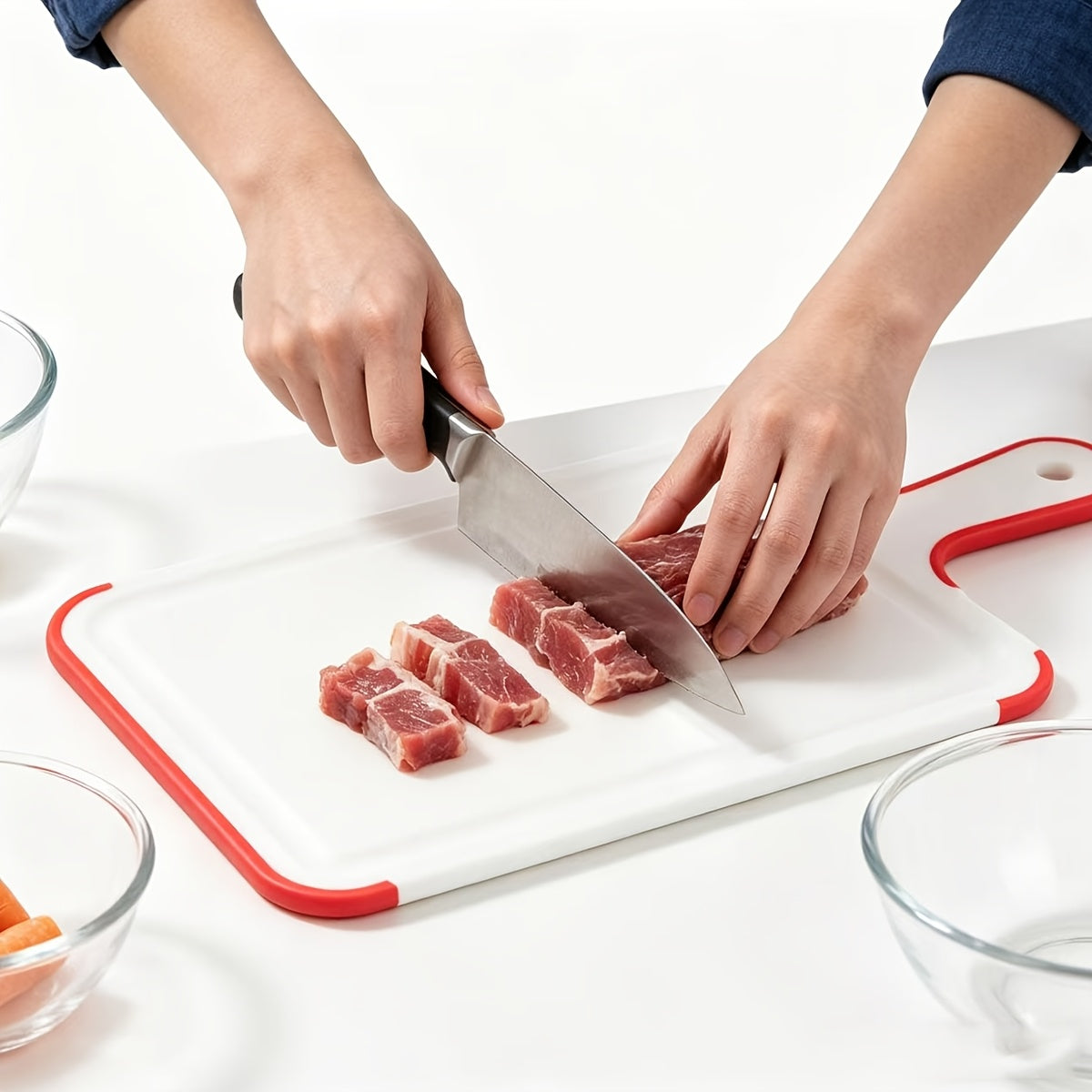 Planche à découper en plastique à poignée antidérapante pour viande et poisson