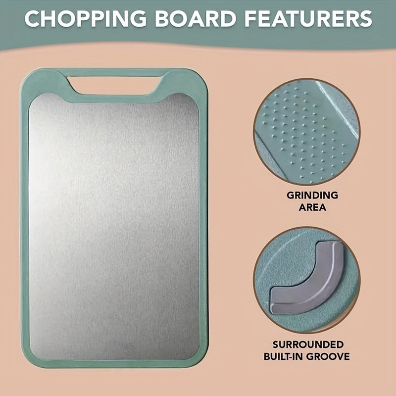 Planche à découper en inox à rainure à jus réversible