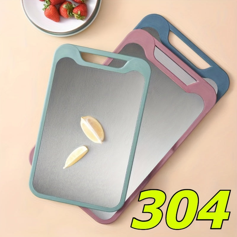 Planche à découper en inox à rainure à jus réversible
