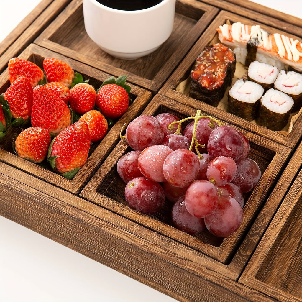 Plateau de petit-déjeuner en bois à poignée — lot de 7