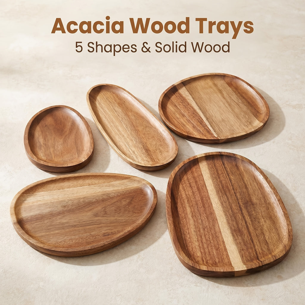 Plateau de petit-déjeuner en acacia pour service et plateau multifonction