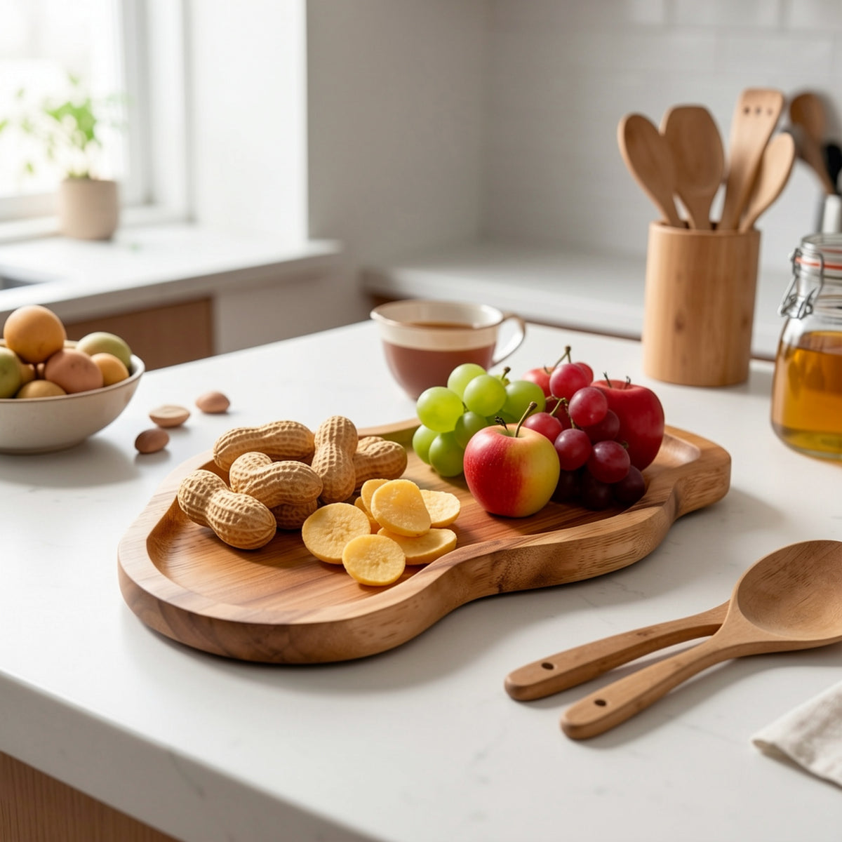 Plateau de petit-déjeuner en acacia pour service et plateau