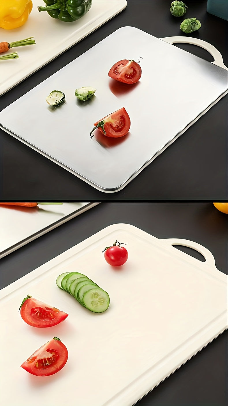 Planche à découper en inox réversible