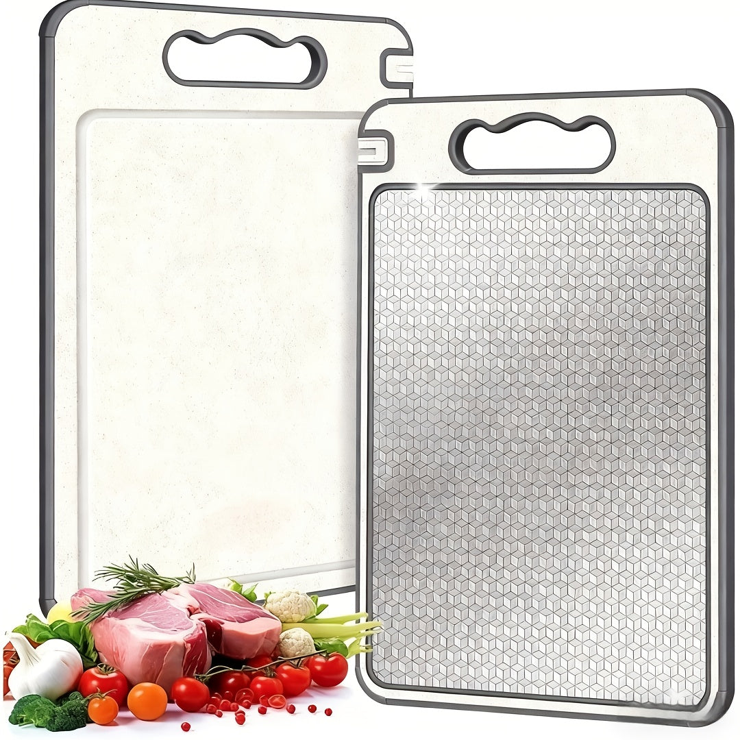 Planche à découper en inox à rainure à jus antidérapante pour viande et poisson