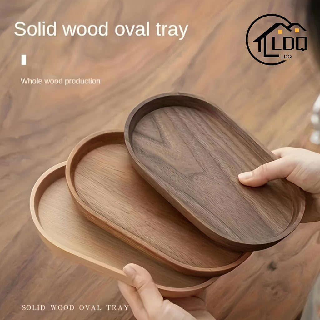 Plateau de service ovale en acacia
