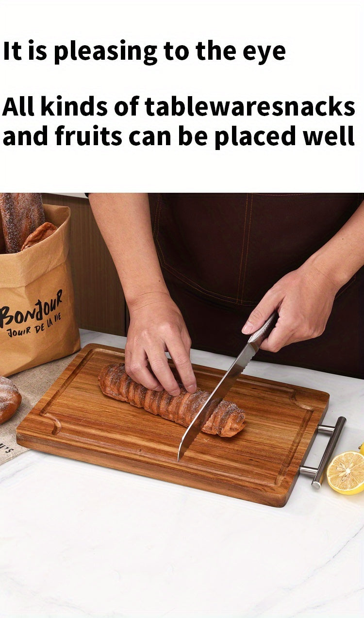 Planche à découper en acacia à poignée pour service et plateau