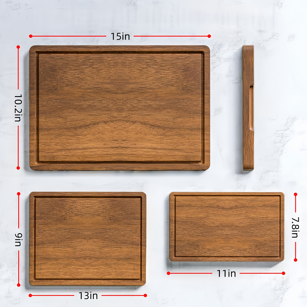 Planche à découper en acacia à rainure à jus — 38,1 x 25,9 cm