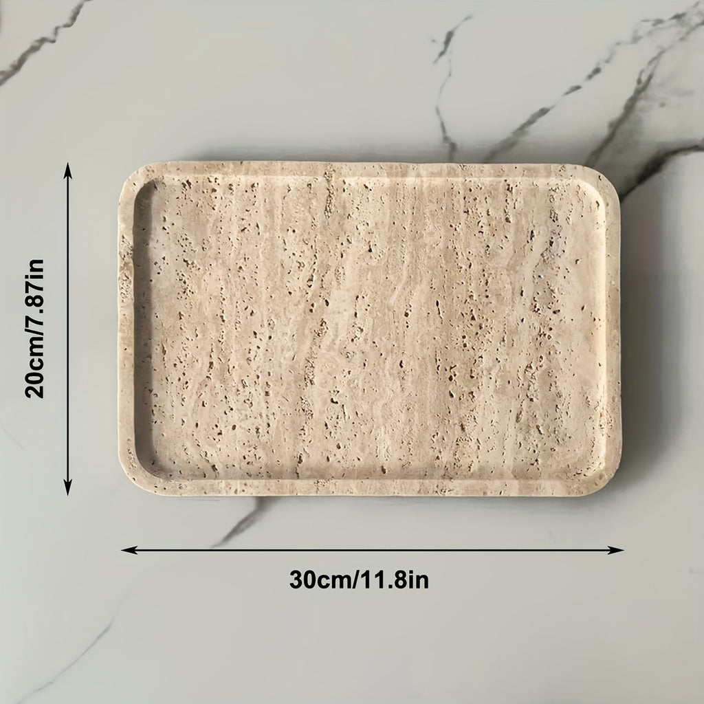 Plateau décoratif en marbre avec support — 30 cm de diamètre