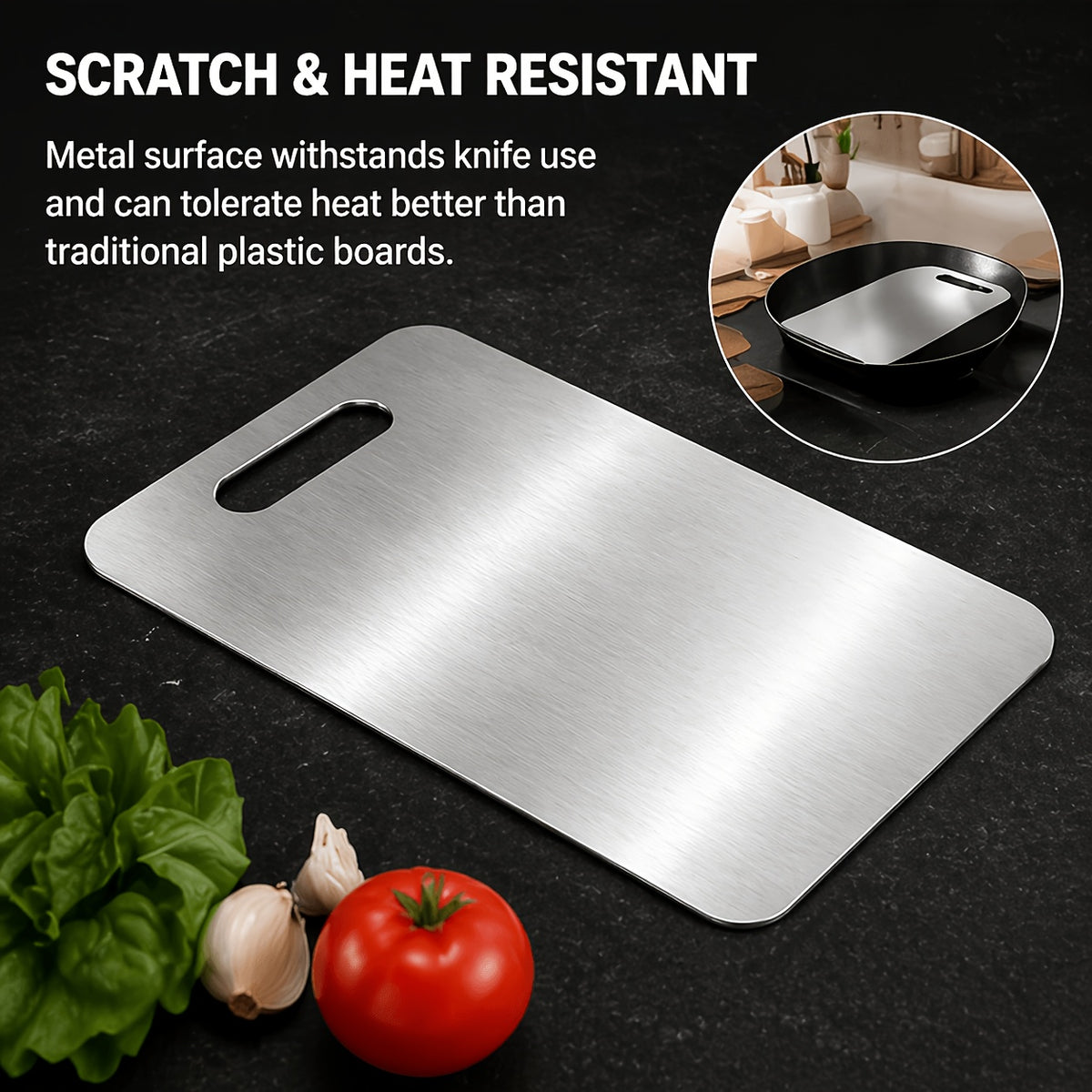 Planche à découper en inox — lot de 3