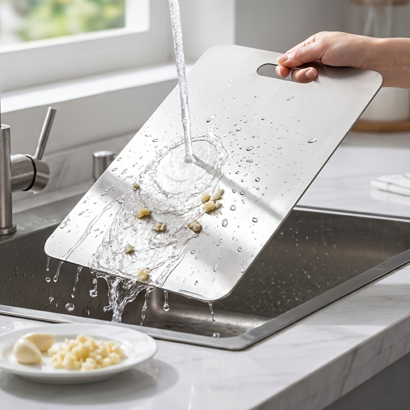 Grande planche à découper en inox réversible — 46 x 30 cm — modèle 2