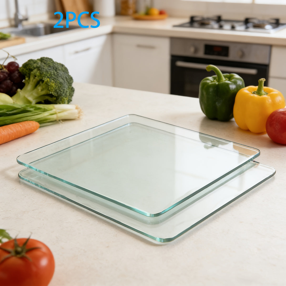 Planche à découper en verre — lot de 2, 30 x 30 cm