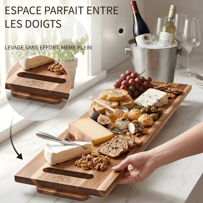 Plateau à fromage en acacia à poignée — 91 x 28 cm