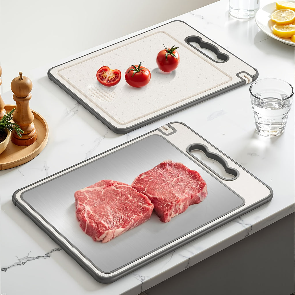 Planche à découper en titane réversible pour viande et poisson