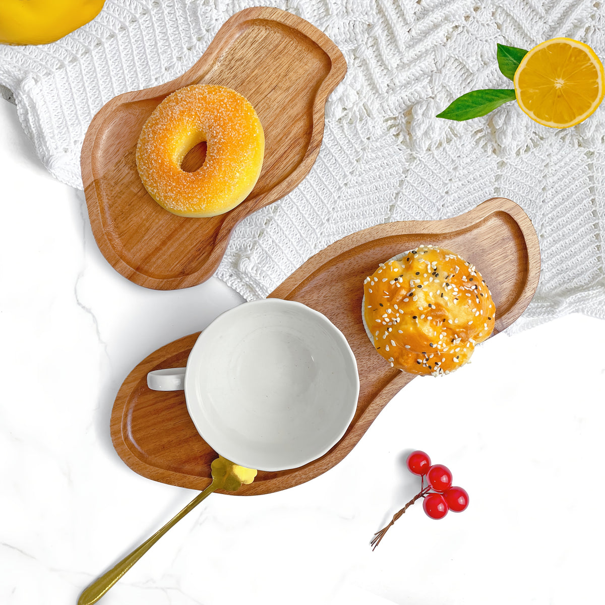 Plateau de petit-déjeuner en acacia pour service et plateau